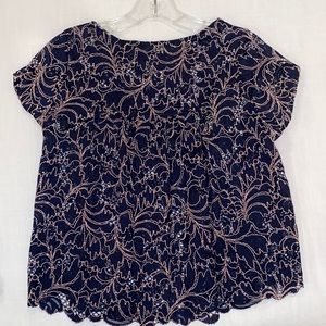 Lacey navy blouse with rose gold details